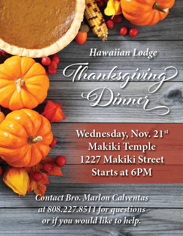 Hawaiian Lodge Thanksgiving